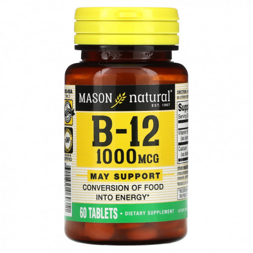 Mason Natural, Витамин B12, 1000 мкг, 60 таблеток