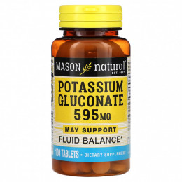 Mason Natural, Potassium Gluconate, 595 mg, 100 Tablets