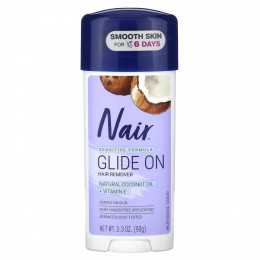 Nair, Средство для удаления волос, Glide On, формула для чувствительной кожи, 93 г (3,3 унции)