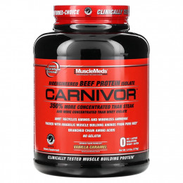 MuscleMeds, Carnivor, изолят белка говядины биоинженерной обработки, с ванильной карамелью, 4.2 фунта (1915.2 г)