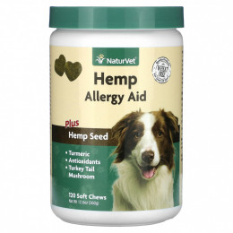 NaturVet, Hemp Allergy Aid Plus Hemp Seed, для собак, 120 жевательных таблеток, 360 г (12,6 унции)