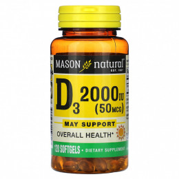 Mason Natural, D3, 50 mcg (2,000 IU), 120 Softgels