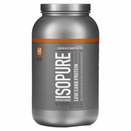 Isopure, IsoPure, Белковый порошок, Низкоуглеводный, Шоколад и арахисовое масло, 3 фунта (1,36 кг)