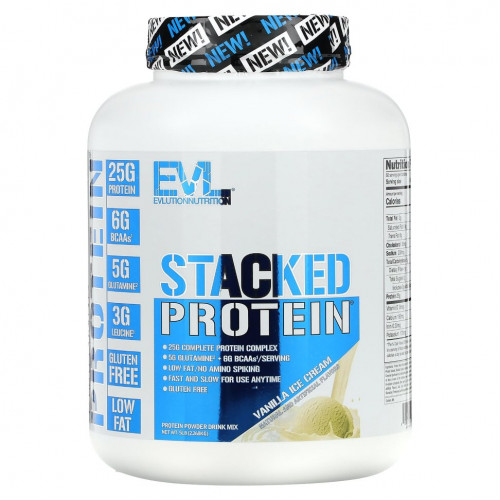 EVLution Nutrition, Stacked Protein, ванильное мороженое, 2268 кг (5 фунтов)