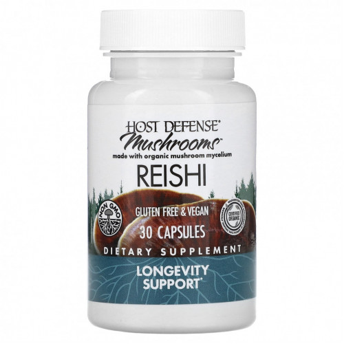 Fungi Perfecti Host Defense, Грибы, рейши, 30 капсул