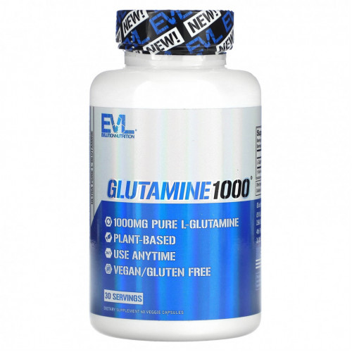 EVLution Nutrition, Глутамин 1000, 60 растительных капсул