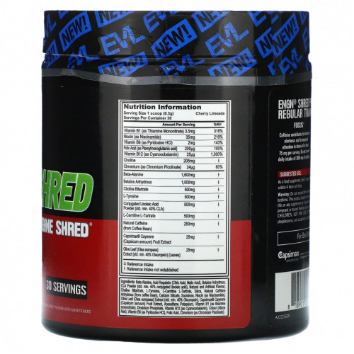 EVLution Nutrition, ENGN Shred, предтренировочный клочок, вишневый лайм, 249 г (8,8 унции)