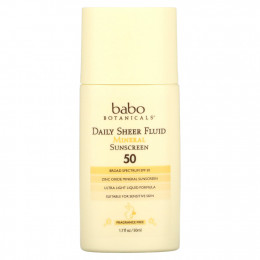 Babo Botanicals, Daily Sheer Fluid Mineral Sunscreen 50, без отдушек, 50 мл (1,7 жидк. Унции)