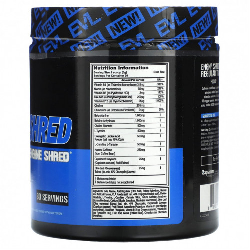 EVLution Nutrition, ENGN Shred, предтренировочный клочок, синяя ветвь, 240 г (8,5 унции)