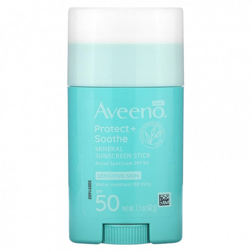 Aveeno, Минеральный солнцезащитный стик Protect + Soothe, SPF 50, без отдушек, 42 г (1,5 унции)