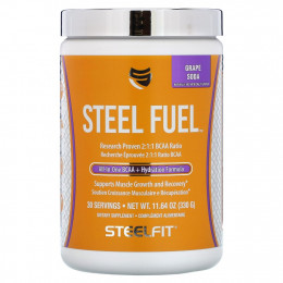 SteelFit, Steel Fuel, универсальное средство с разветвленной цепью и BCAA + Hydration Formula, виноградная сода, 330 г (11,64 унции)