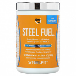 SteelFit, Steel Fuel, универсальное средство с разветвленной цепью (BCAA + Hydration Formula), голубая малина, 330 г (11,64 унции)