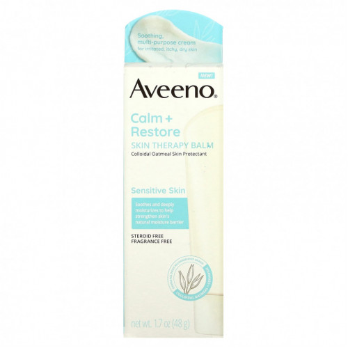 Aveeno, Calm + Restore, бальзам для ухода за кожей, без отдушек, 48 г (1,7 унции)