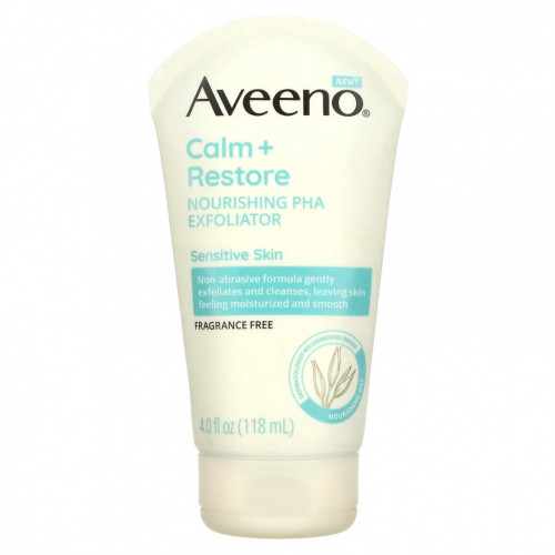 Aveeno, Calm + Restore, питательное отшелушивающее средство с ПГК, без отдушек, 118 мл (4 жидк. Унции)