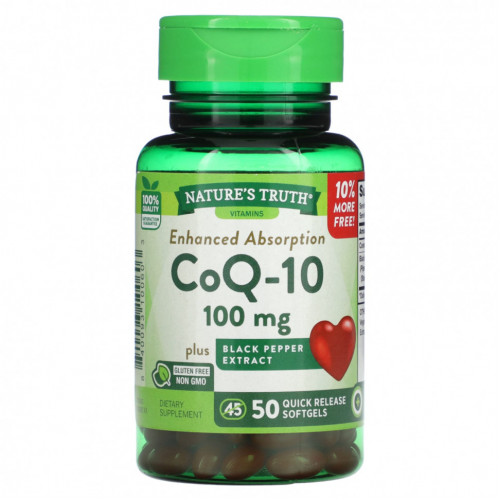 Nature's Truth, CoQ-10, Enhanced Absorption, 100 mg, 50 Quick Release Softgels