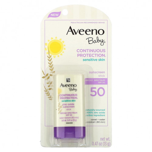 Aveeno, Baby, солнцезащитный стик с оксидом цинка, SPF 50, без отдушек, 13 г (0,47 унции)