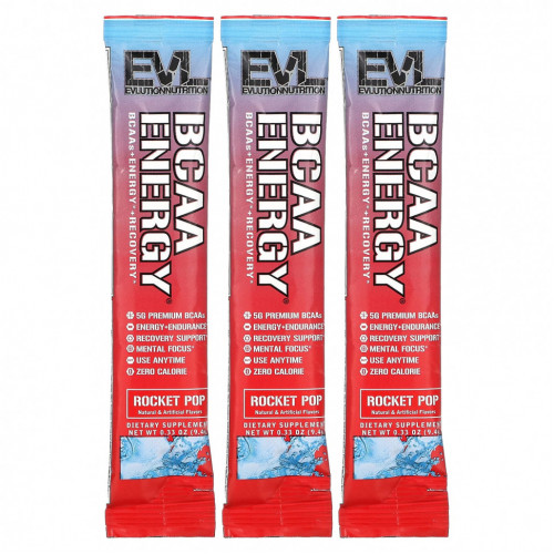 EVLution Nutrition, BCAA Energy, Rocket Pop, 3 пакетика по 9,4 г (0,33 унции)