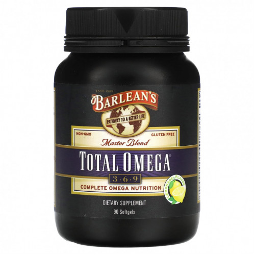 Barlean's, Master Blend, Total Omega 3-6-9, лимонад, 90 мягких таблеток