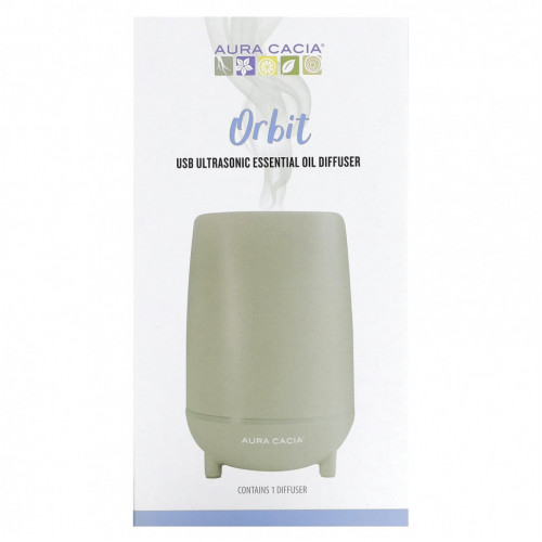 Aura Cacia, Orbit, ультразвуковой диффузор эфирного масла с USB-портом, 1 шт.