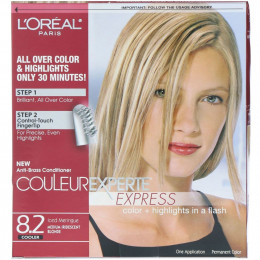 L'Oreal, Couleur Experte Express, краска для волос с эффектом выгоревших прядей, оттенок 8.2 «Сияющий блонд», на 1 применение