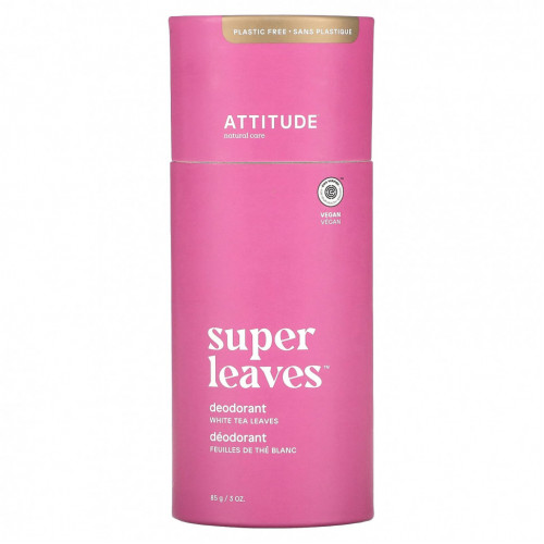 ATTITUDE, Super Leaves, дезодорант, листья белого чая, 85 г (3 унции)