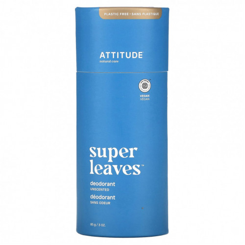 ATTITUDE, Дезодорант Super Leaves, без запаха, 85 г (3 унции)