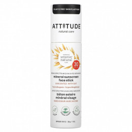 ATTITUDE, Oatmeal Sensitive Natural Care, солнцезащитный крем для лица с минералами, SPF 30, без запаха, 30 г (1 унция)