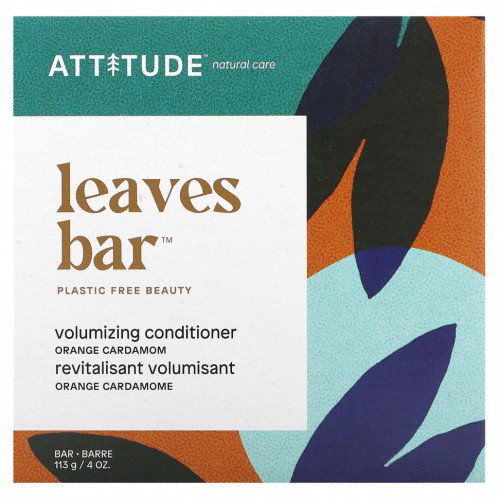 ATTITUDE, Leaves Bar, кондиционер для объема, апельсин и кардамон, 113 г (4 унции)