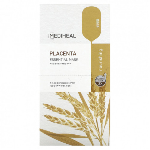 Mediheal, Placenta, Essential Beauty Mask, 10 шт., По 24 мл (0,81 жидк. Унции)