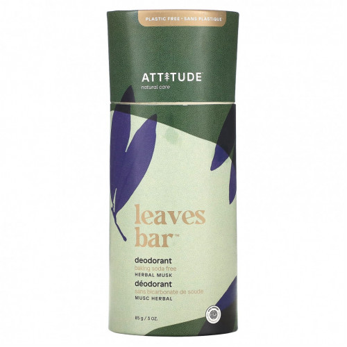 ATTITUDE, Leaves Bar, Deodorant, Herbal Musk, 3 oz (85 g)