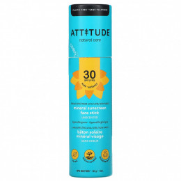 ATTITUDE, Для детей, солнцезащитный крем с минералами, SPF 30, без запаха, 30 г (1 унция)