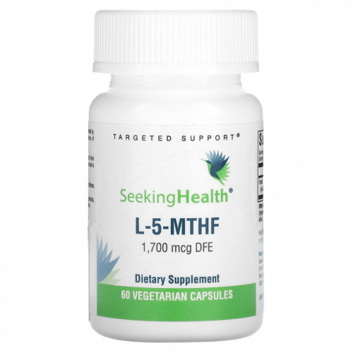 Seeking Health, L-5-MTHF, 1700 мкг DFE, 60 вегетарианских капсул