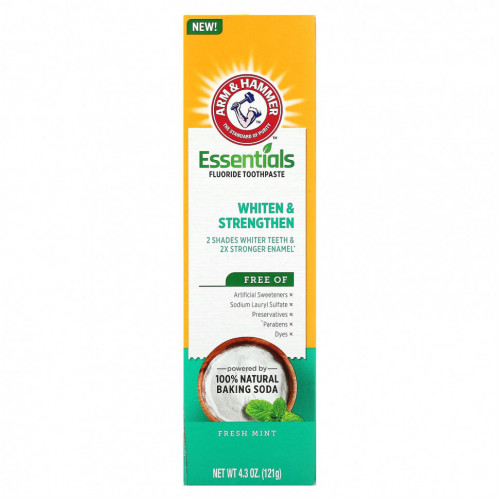 Arm & Hammer, Whiten & Strengthen, зубная паста с незаменимыми фторами, свежая мята, 121 г (4,3 унции)