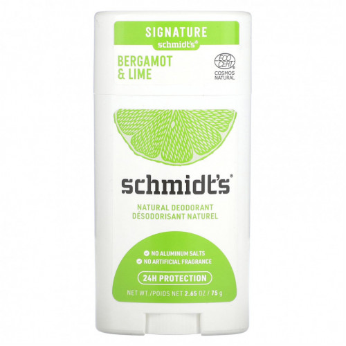 Schmidt's, Натуральный дезодорант, бергамот и лайм, 75 г (2,65 унции)