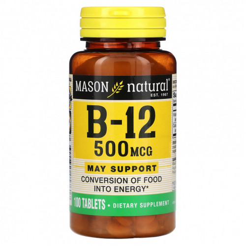 Mason Natural, Витамин B-12, 500 мкг, 100 таблеток