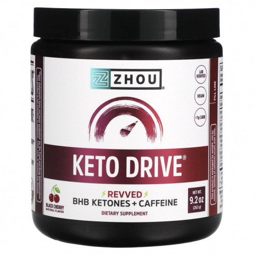 Zhou Nutrition, Keto Drive, Revved, черная вишня, 263 г (9,2 унции)