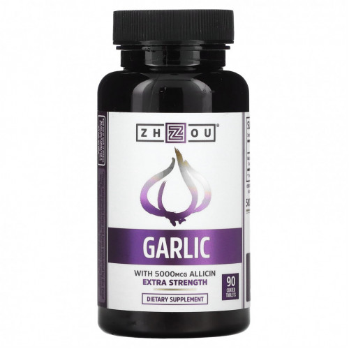 Zhou Nutrition, Garlic Extra Strength, 90 таблеток, покрытых оболочкой