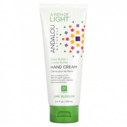 Andalou Naturals, A Path of Light, крем для рук с маслом ши и какао, цветы лайма, 100 мл (3,4 жидк. Унции)