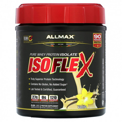 ALLMAX, Isoflex, чистый изолят сывороточного протеина, ваниль, 425 г (0,9 фунта)