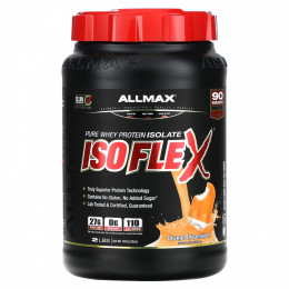 ALLMAX, Isoflex, 100% сверхчистый изолят сывороточного белка (WPI ионная фильтрация), апельсиновый шербет 2 фунта (907 г)