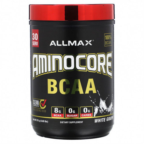 ALLMAX, AMINOCORE BCAA, белый виноград, 315 г (0,69 фунта)