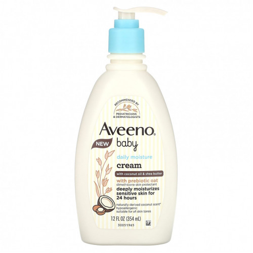 Aveeno, Детский, ежедневный увлажняющий крем, с кокосовым маслом и маслом ши, 354 мл (12 жидк. Унций)