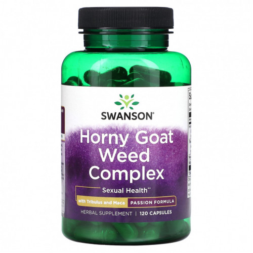 Swanson, Комплекс Horny Goat Weed с трибулусом и макой, 120 капсул