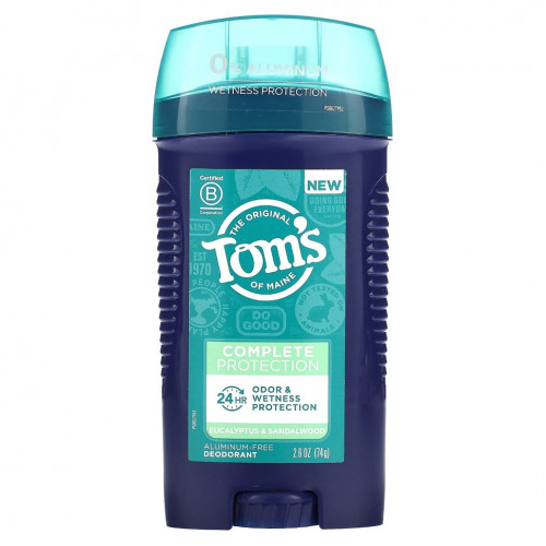 Tom's of Maine, Дезодорант для комплексной защиты без алюминия, эвкалипт и сандал, 74 г (2,6 унции)