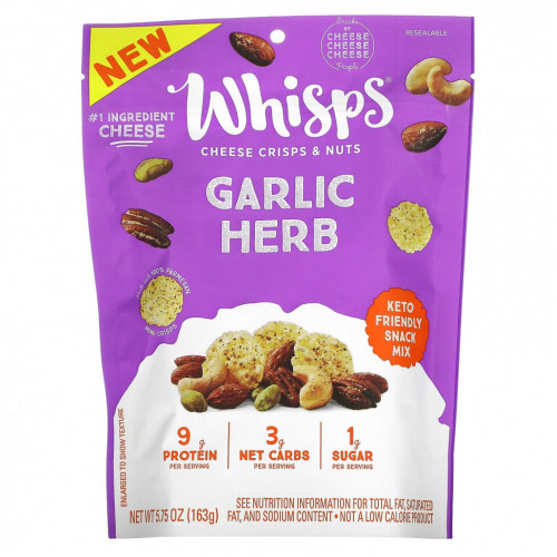 Whisps, Cheese Crisps & Nuts, Garlic Herb, 5.75 oz (163 g)