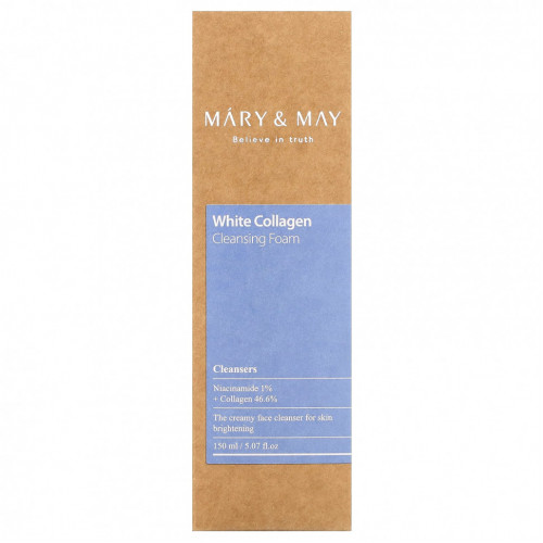 Mary&May, White Collagen, очищающая пенка, 150 мл (5,07 жидк. Унции)