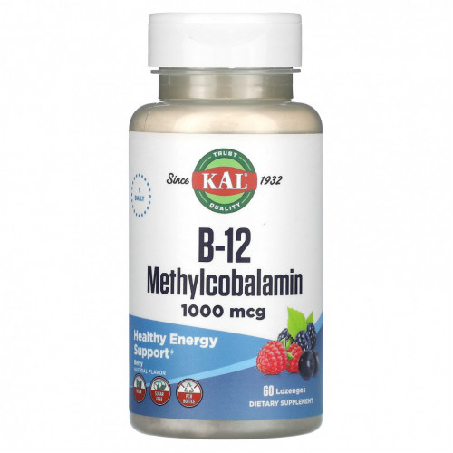 KAL, B-12 Methylcobalamin, Berry, 1,000 mcg, 60 Lozenges