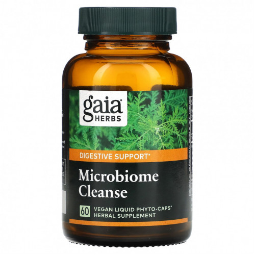 Gaia Herbs, Microbiome Cleanse, 60 веганских жидких фитокапсул