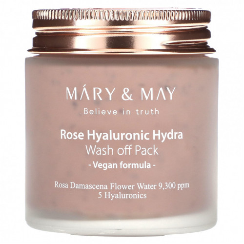 Mary&May, Rose Hyaluronic Hydra, смывающая маска, 125 г (4,4 унции)