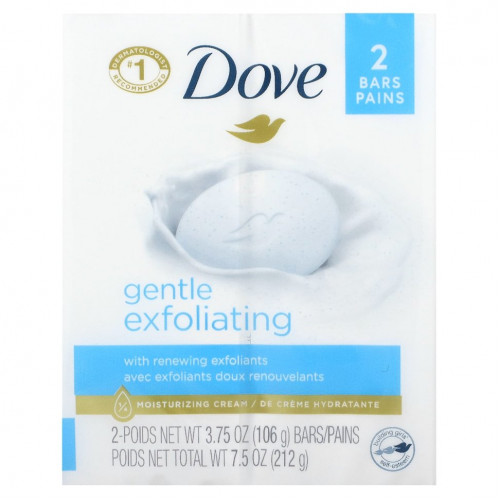 Dove, Beauty Bar Soap, мягкое отшелушивающее мыло, 2 шт. По 106 г (3,75 унции)